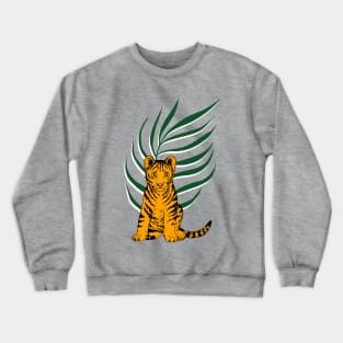 Tiger Cub with a Palm Leaf Crewneck Sweatshirt